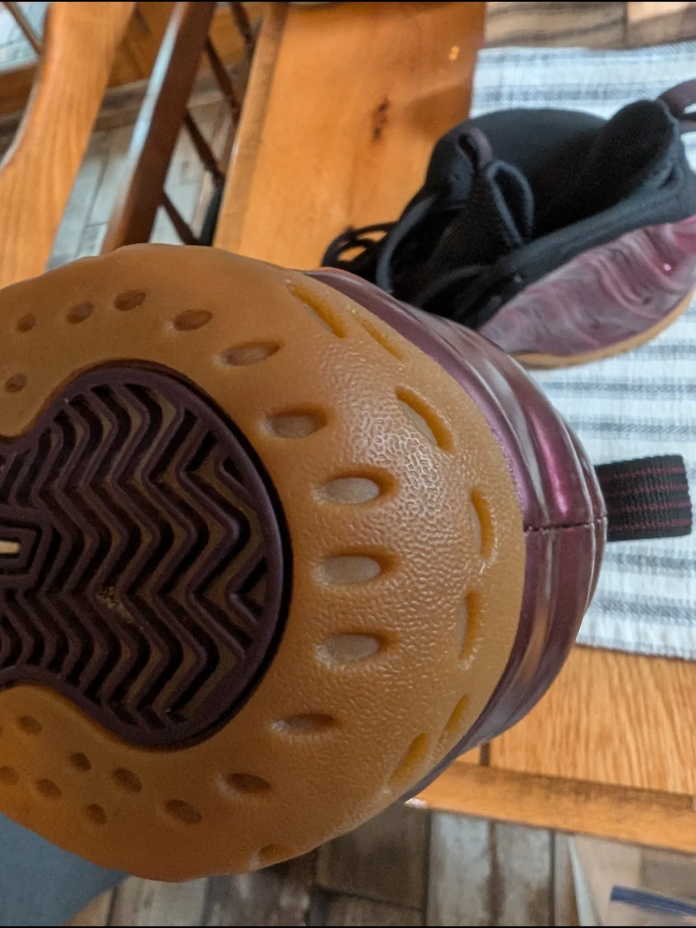 Nike Kids' Metallic Purple Foamposite Shoes with Black Accents